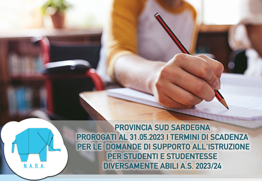 PROVINCIA SUD SARDEGNA PROROGATI I TERMINI DOMANDE SUPPORTO STUDENTI DISABILI